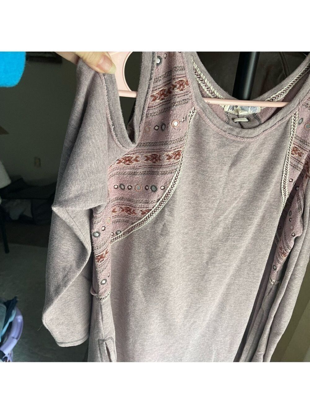 Jolt Taupe long sleeve Cold Shoulder Top